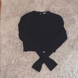 High neck black crop top